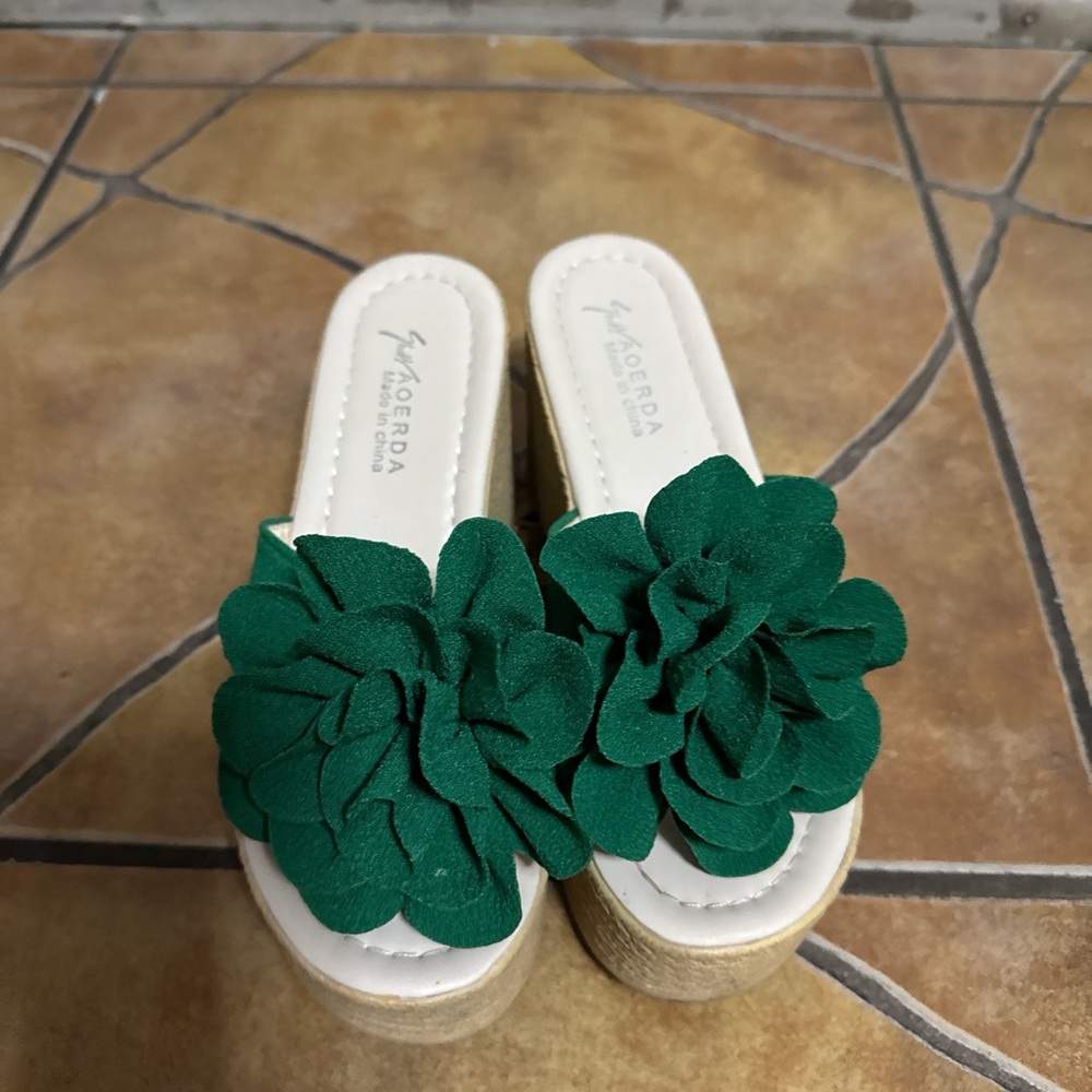 Green wedge sandals